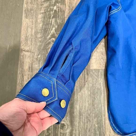 Bob Mackie Wearable Art Jacket Shirt Nautical Sailing Naval Anchor Flags size L - Picture 6 of 7